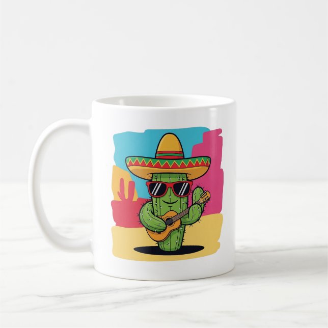 Happy Cactus Fiesta Cartoon – Mexican Desert Fun Kaffeetasse (Links)