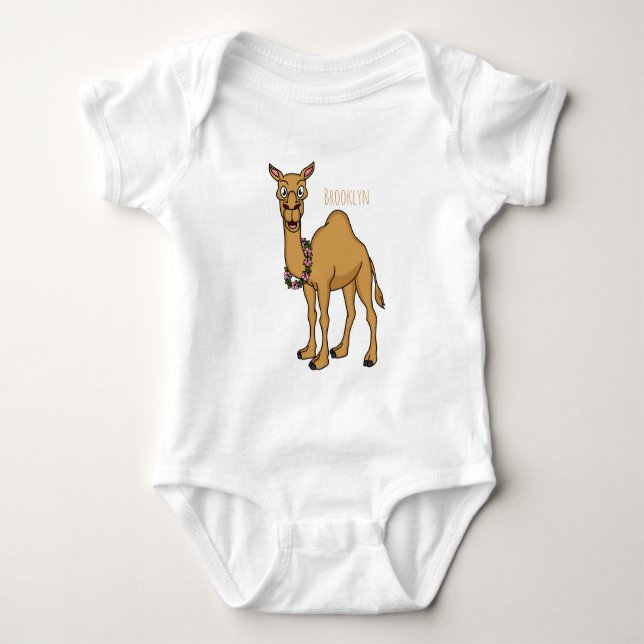 Happy Camel Cartoon Illustration Baby Strampler (Vorderseite)