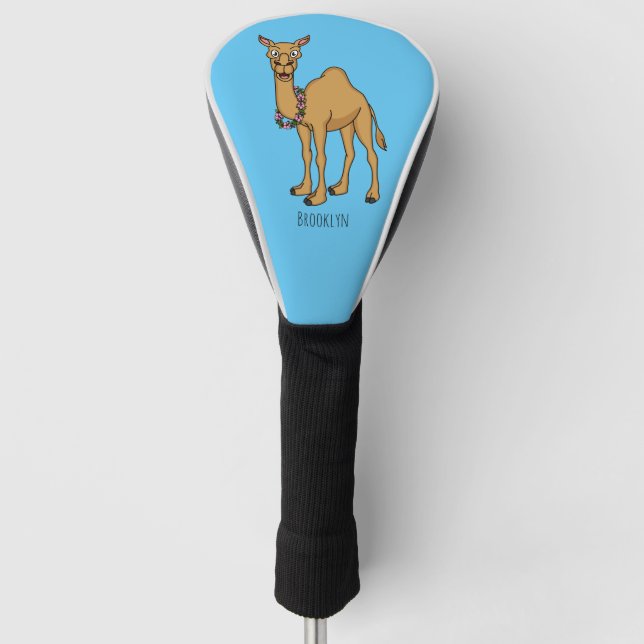 Happy Camel Cartoon Illustration Golf Headcover (Vorderseite)