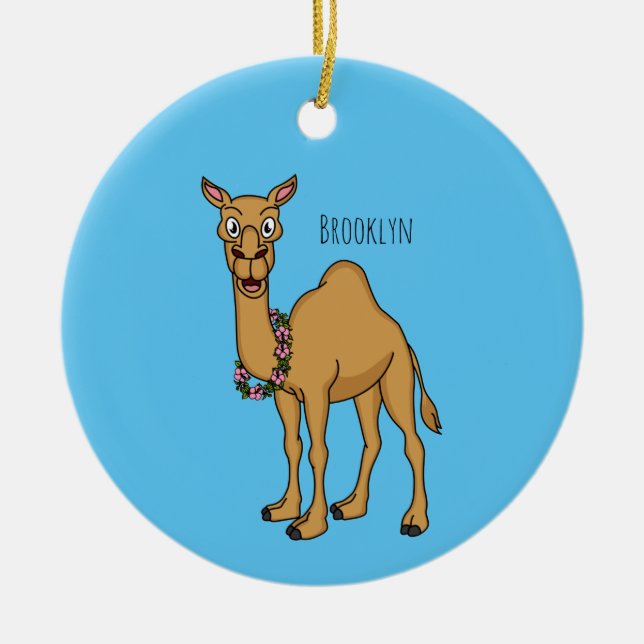 Happy Camel Cartoon Illustration Keramik Ornament (Vorne)