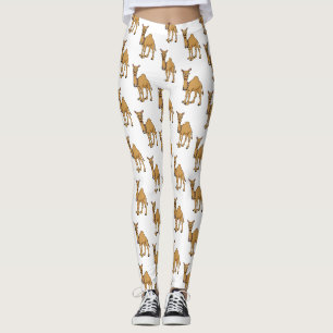 Happy Camel Cartoon Illustration Leggings