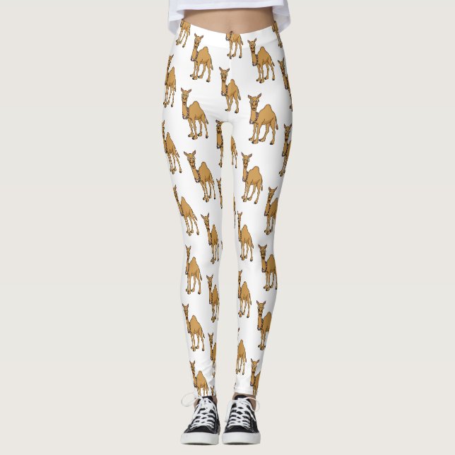 Happy Camel Cartoon Illustration Leggings (Vorderseite)