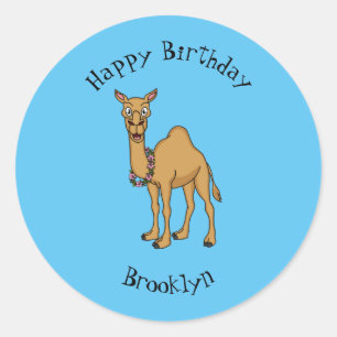 Happy Camel Cartoon Illustration Runder Aufkleber