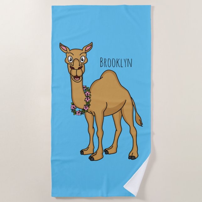Happy Camel Cartoon Illustration Strandtuch (Vorderseite)