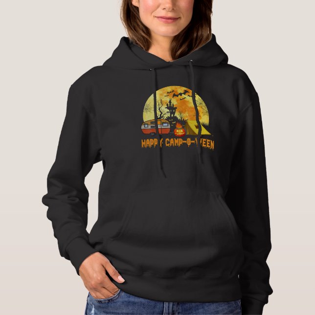 Happy Camp O Ween Camper Halloween Camping Hallowe Hoodie (Vorderseite)
