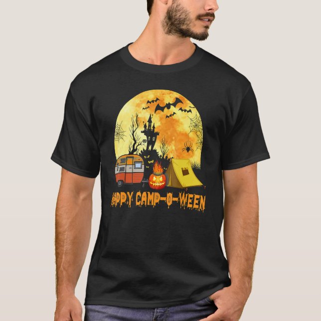 Happy Camp O Ween Camper Halloween Camping Hallowe T-Shirt (Vorderseite)