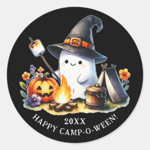 Happy Camp-o-ween Ghost Camping Halloween Runder Aufkleber