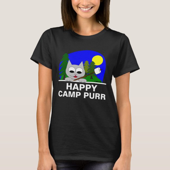 "Happy Camp Purr" Funny Camping Cat T Shirt (Vorderseite)