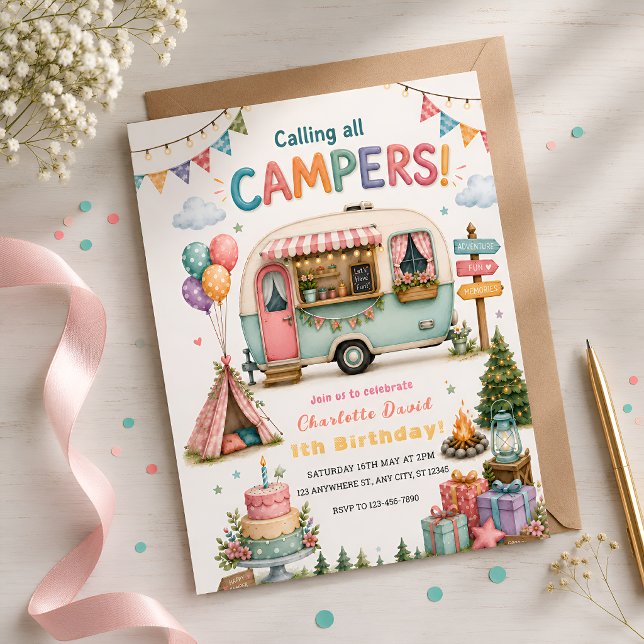 Happy Camper 1. Geburtstag Einladung (Von Creator hochgeladen)