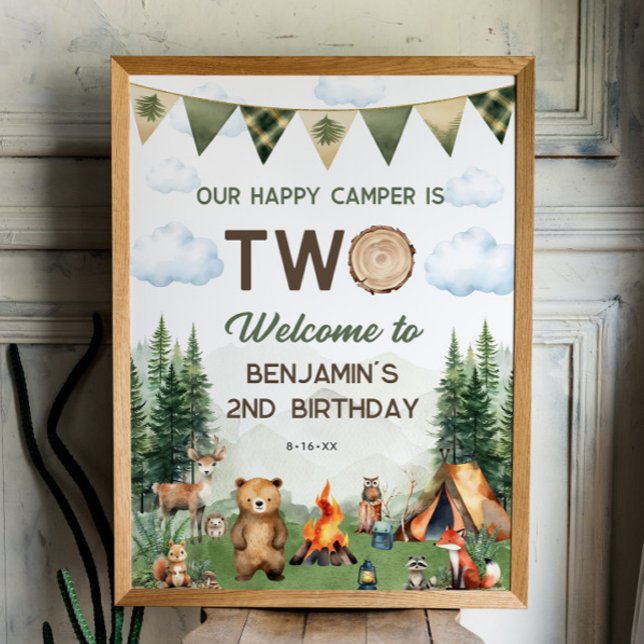 Happy Camper 2e Anniversaire 18x24 Welcome Poster (Happy Camper 2nd Birthday 18x24 Welcome Poster
)