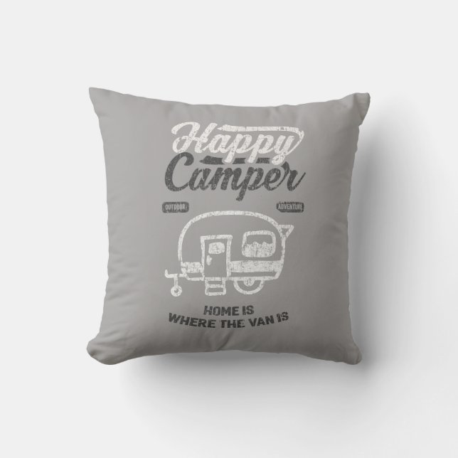 Happy Camper Accessoires Camping Geschenke Kissen (Vorderseite)