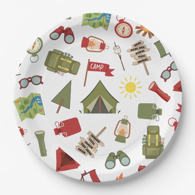 Happy Camper Adventure Birthday Pappteller (Vorderseite)