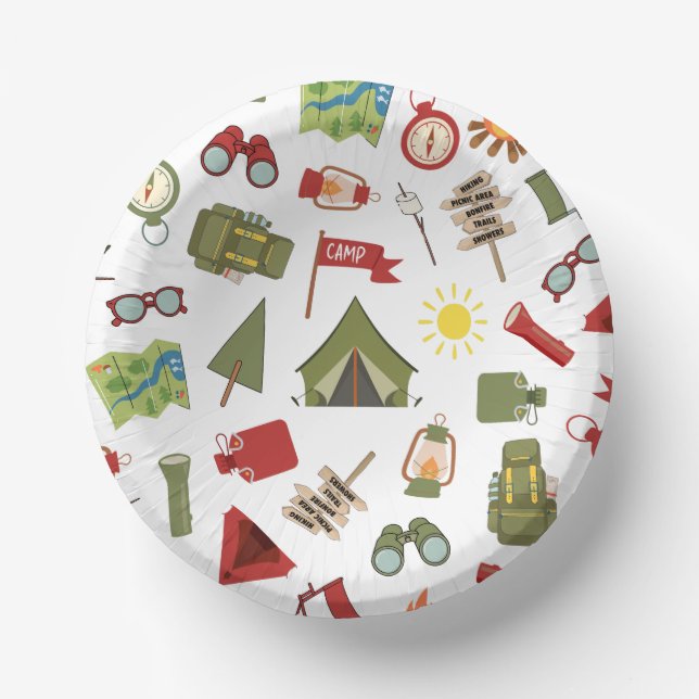 Happy Camper Adventure Kids Birthday Pappteller (Vorderseite)