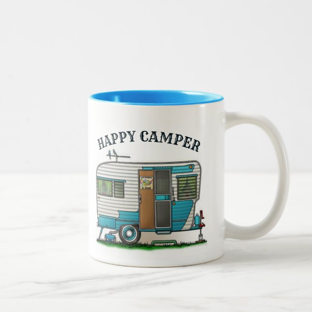 Happy Camper Anhänger Zweifarbige Tasse (Rechts)