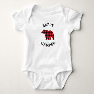 Happy Camper Bear Silhouette Baby Bodysuit Strampler
