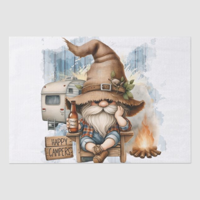 Happy Camper Beer Drink Gnome Seidenpapier (Vorderseite)