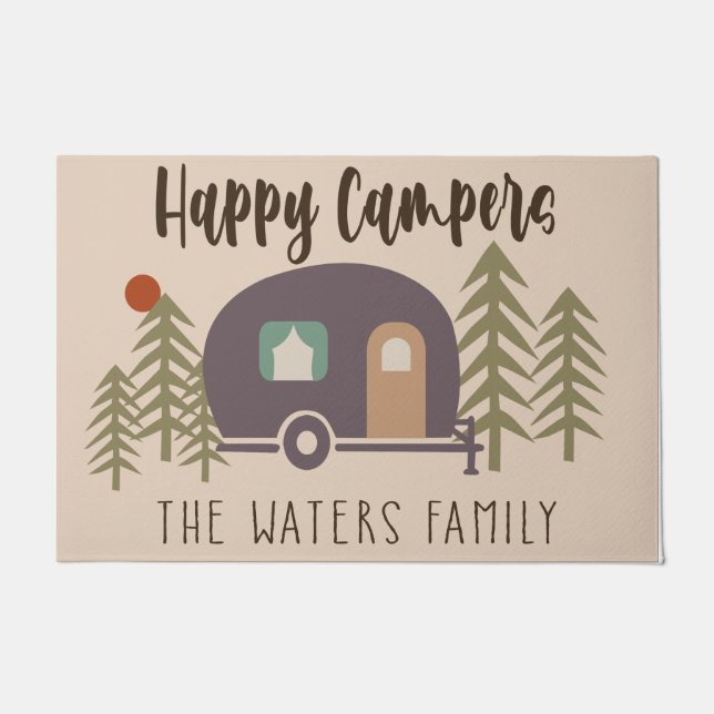 Happy Camper Begrüßung Pastellfarbenmatte Fußmatte (Vorderseite)
