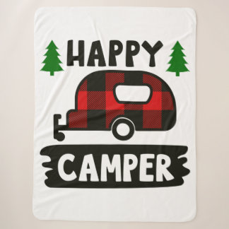 Happy Camper Buffalo Kariert Sherpa Blanket Sherpadecke