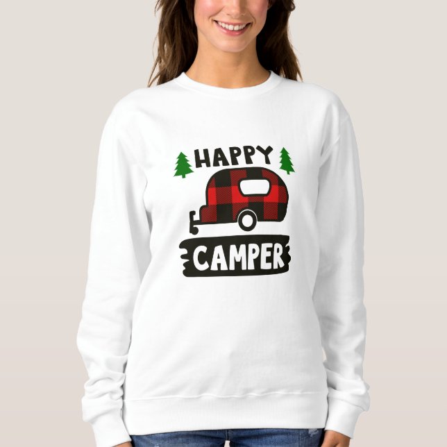 Happy Camper Buffalo Kariert Sweatshirt (Vorderseite)
