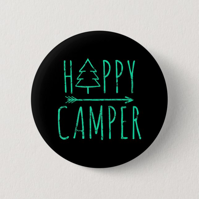 Happy Camper Camping Button (Vorderseite)