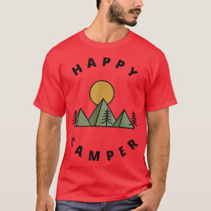 Happy Camper Camping Camp Forest Mountains Minimal T-Shirt