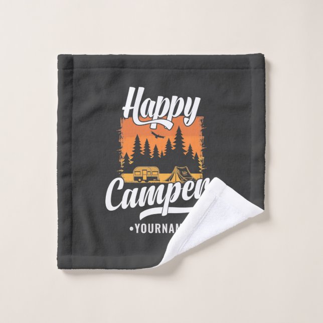 Happy Camper Camping Hiking Travel Caravan Life Waschlappen (Waschlappen)
