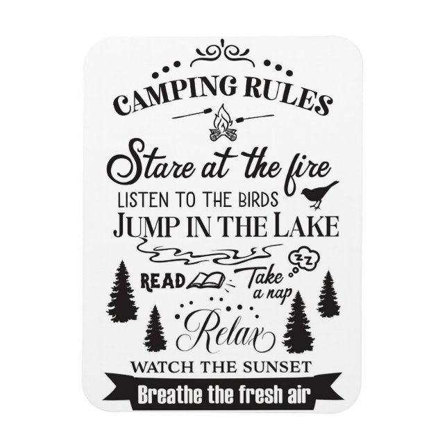 Happy Camper Camping Regeln Magnet (Vertikal)