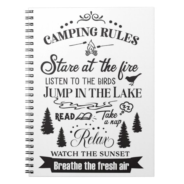 Happy Camper Camping Regeln Notizblock (Vorderseite)