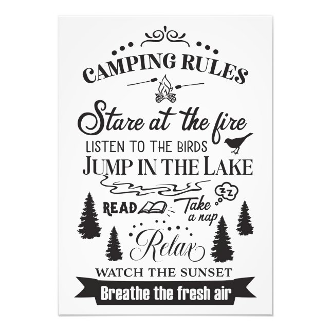 Happy Camper Camping Rules Fotodruck (Vorne)