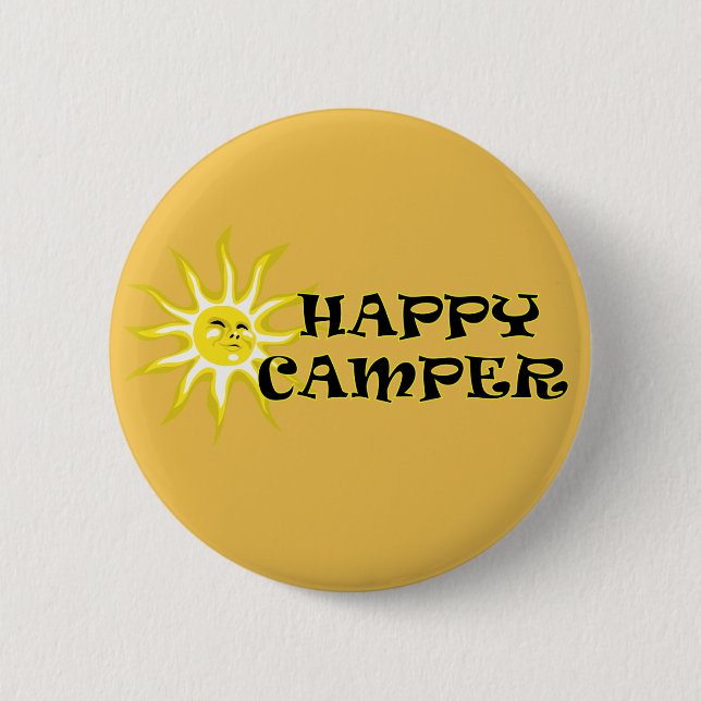 Happy Camper Camping Sunshine Button (Vorderseite)