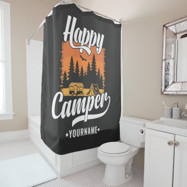 Happy Camper Camping Wandern Ristorante da Valenti Duschvorhang (Beispiel)
