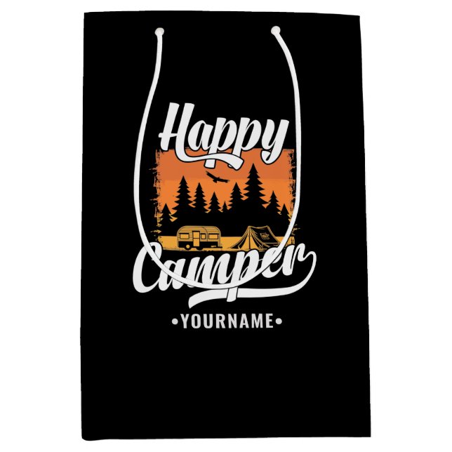 Happy Camper Camping Wandern Ristorante da Valenti Mittlere Geschenktüte (Vorderseite)