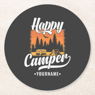 Happy Camper Camping Wandern Ristorante da Valenti Runder Pappuntersetzer