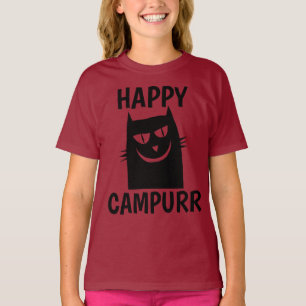 Happy Camper, Campurr Funny Cat T - Shirt