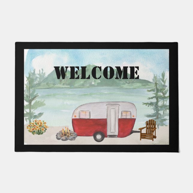 Happy Camper Door Mat Door Mat Fußmatte (Vorderseite)