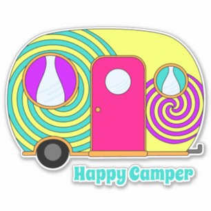 Happy Camper farbenfroher Rv Camper Anhänger Wirbe Aufkleber