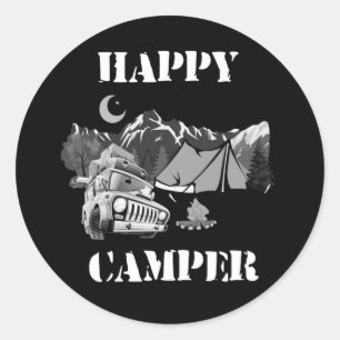 Happy Camper Funny Camping Runder Aufkleber