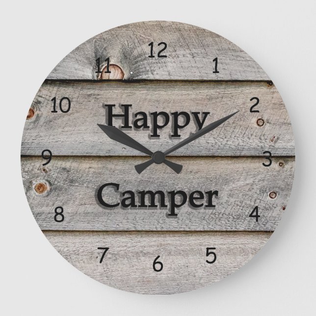 Happy Camper Große Wanduhr (Vorderseite)