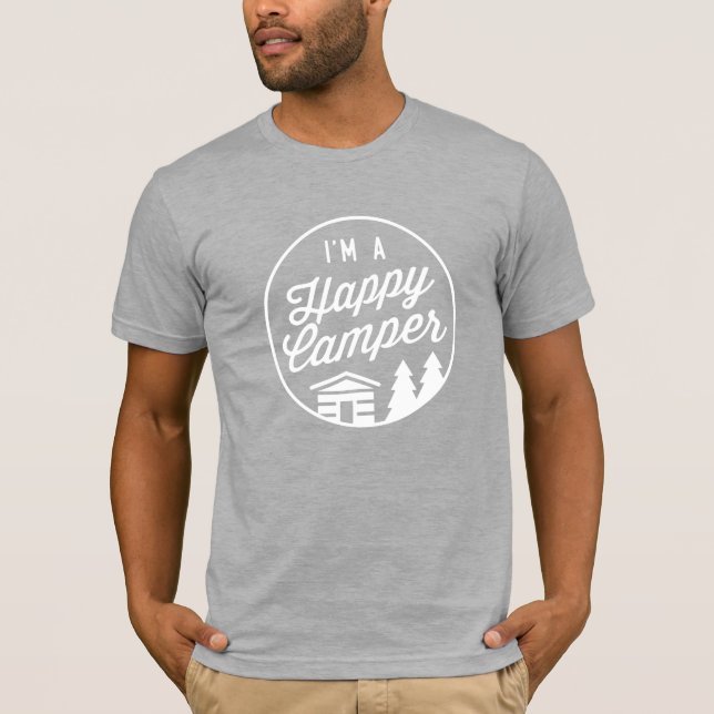 Happy Camper Heather Grey Unisex T-shirt (Devant)