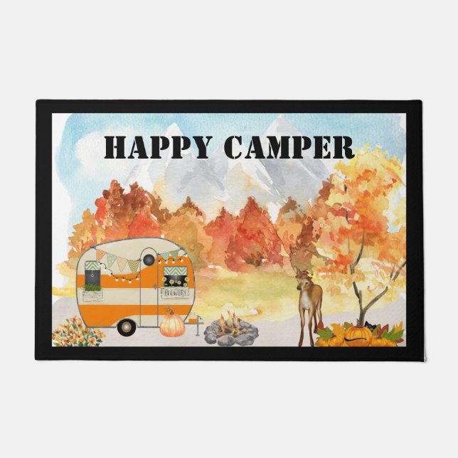 Happy Camper Herbsttür Mat Fußmatte (Vorderseite)
