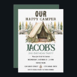 Happy Camper Kids 2. Geburtstag Einladung<br><div class="desc">Spaß neutrales Thema Camping Geburtstagskinder Party. Verfügbar als digitaler Download druckbar. Ideal für jede Jahreszeit. Bauen wir etwas Spaß für Ihre Kleine an ihrem Geburtstag! Benutzerdefiniertes,  personalisiertes,  bearbeitbares elektronisches Download Wasserfarbenzelt,  Bäume,  Wälder,  Kompass,  Abenteuer beginnt,  Happy Camping</div>