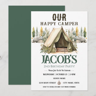 Happy Camper Kids 2. Geburtstag Einladung