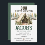 Happy Camper Kids 3. Geburtstag Einladung<br><div class="desc">Spaß neutrales Thema Camping Geburtstagskinder Party. Verfügbar als digitaler Download druckbar. Ideal für jede Jahreszeit. Bauen wir etwas Spaß für Ihre Kleine an ihrem Geburtstag! Benutzerdefiniertes,  personalisiertes,  bearbeitbares elektronisches Download Wasserfarbenzelt,  Bäume,  Wälder,  Kompass,  Abenteuer beginnt,  Happy Camping</div>