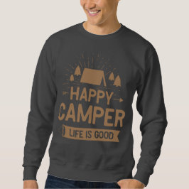 Happy Camper Leben ist gut grau Farbe Männer Basic Sweatshirt