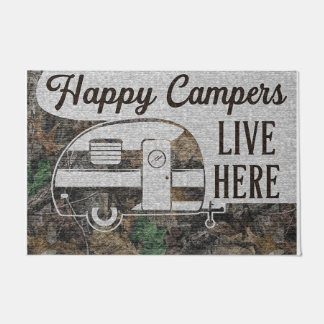 Happy Camper Lives Here Doormat, Personalized Fußmatte
