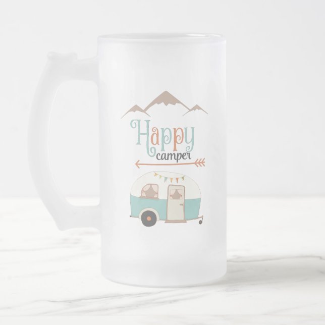 HAPPY CAMPER MATTGLAS BIERGLAS (Links)