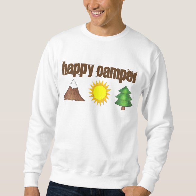 Happy Camper Mountain Tree Sun Camping Sweatshirt (Vorderseite)