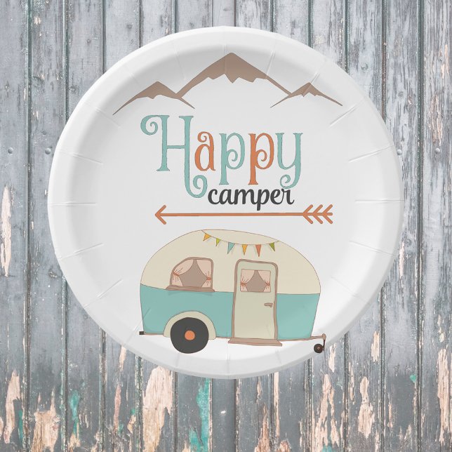 HAPPY CAMPER Niedlich Retro RV Pappteller (Von Creator hochgeladen)