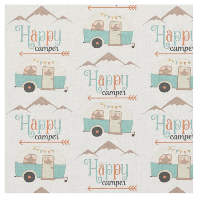 Happy Camper Niedlich Retro RV Stoff (Nahaufnahme)