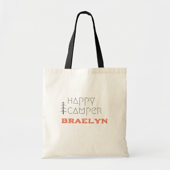 happy camper.Nom personnalisé.Tots & Sacs (Devant)